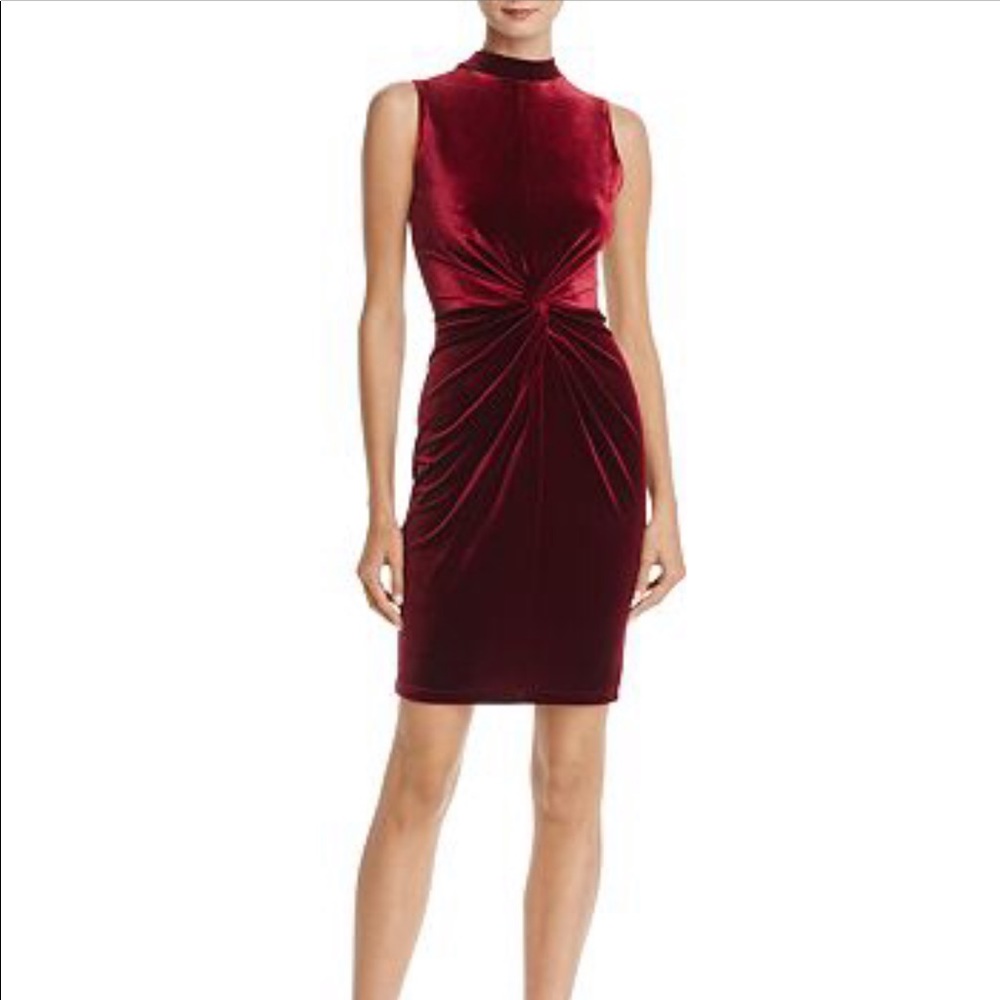 Aqua Twist Front Velvet Dress